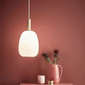 Image of Alton 23 Indoor Living Dining Glass Pendant Ceiling Light in White (Diam) 23cm