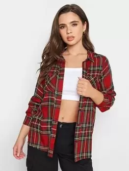 Image of PixieGirl Petite Check Boyfriend Shirt, Red, Size 8, Women