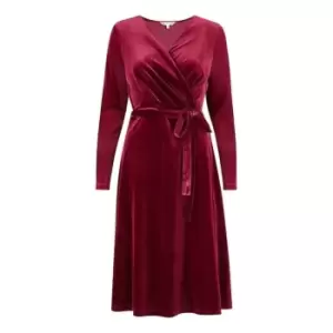 Image of Yumi Plum Velvet Wrap Dress - Purple