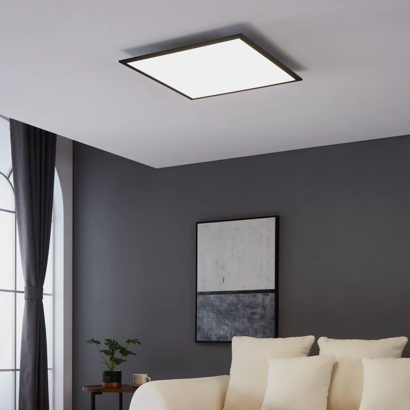 Image of EGLO Salobrena 1 Square LED Ceiling Light Black