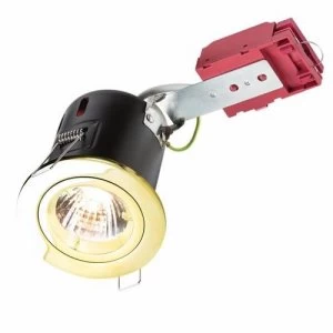 Image of KnightsBridge GU10 50W 230V LED Compatible IC Fire Rated Fixed Downlight - Brass