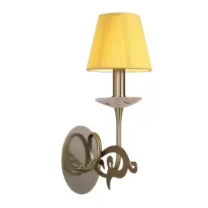 Image of Acanto Wall Lamp 1 Light E14, Antique Brass With Amber Cream Shade