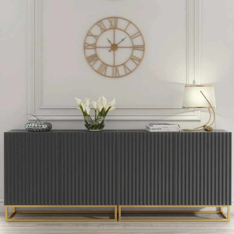 Image of Creative Furniture Ripple Duo Sideboard 200cm - Dark Grey with Fluted Doors Dark Grey Unisex
