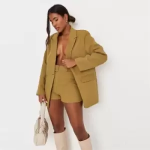 Image of Missguided Tailored Belted Shorts - Green