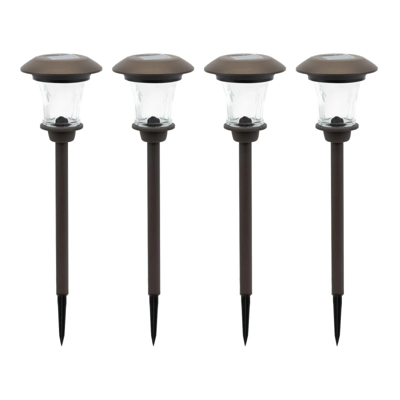 Image of Streetwize Solar Metal Pathway Stake Lights (Pack of 4) - Black One Size