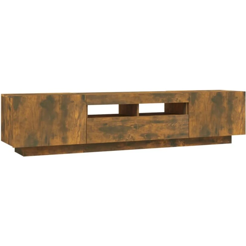 Image of vidaXL 2 Piece TV Cabinet Set with LED Lights Smoked Oak Engineered Wood, Brown 3120167