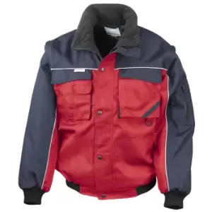 Image of Result Mens Workguard Zip Sleeve Heavy Duty Water Repellent Windproof Jacket (S) (Red/Navy)
