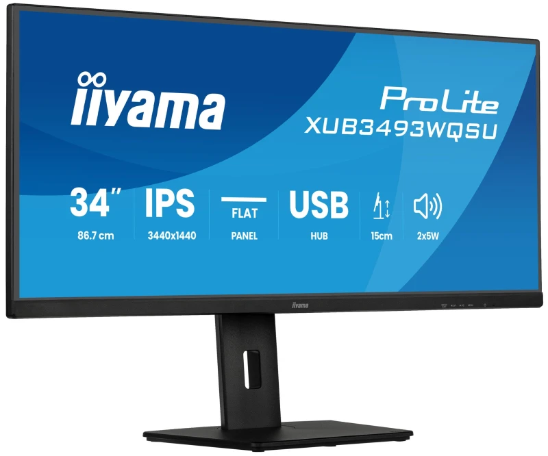 Image of iiyama iiyama ProLite XUB3493WQSU-B6 computer monitor 86.4cm (34") 3440 x 1440 pixels UltraWide Quad HD LED Black XUB3493WQSU-B6