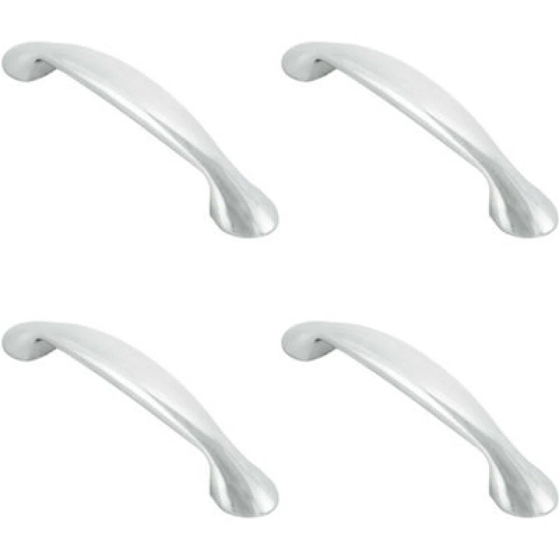 Image of Loops 4x Flared Cabinet Pull Handle 165.5 x 23mm 128mm Fixing Centres Chrome Multi unisex