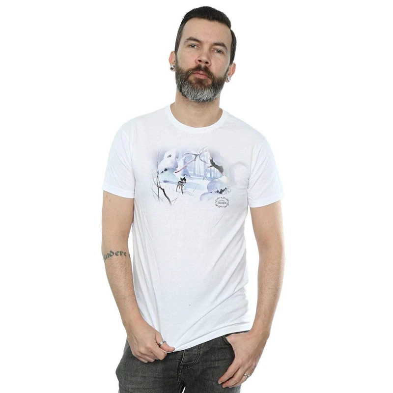 Image of Disney Men Bambi Snow T-Shirt in White Size: Small White S Male 5057736138687