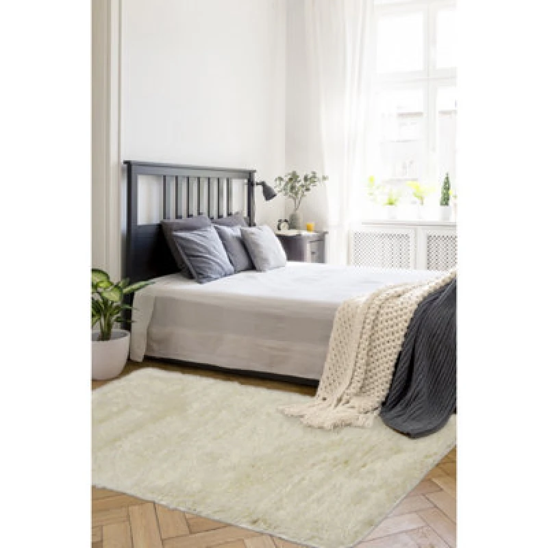 Image of Melrose Super Soft Washable Shaggy Ivory Medium Area Rug 100/150Cm