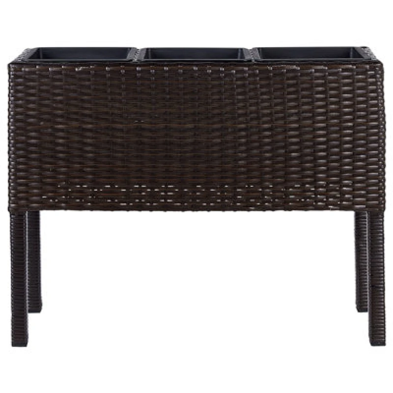 Image of Beliani Elevated Plant Pot Caragana Pe Rattan 77cm Dark Brown