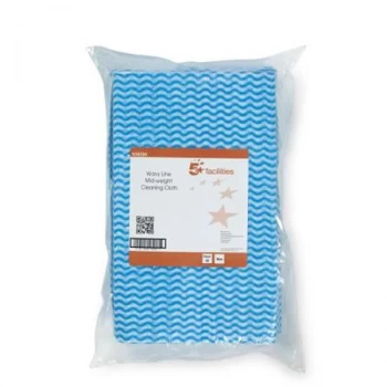 Image of Facilities Cleaning Cloths Anti microbial 40gsm W500xL300mm Blue Pack