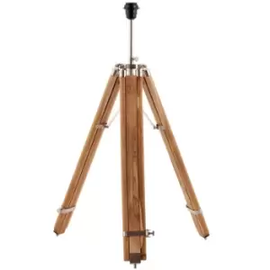 Image of Wood Tripod Floor Lamp Height Adjustable Standing Living Room Light Base Legs