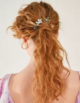 Image of Accessorize Womens Beaded Flower Hair Pins 4 Pack, Size: 9cm