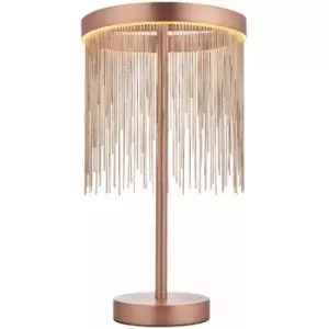 Image of Brushed Copper Table Lamp Light & Waterfall Chain Shade - Integrated LED Module