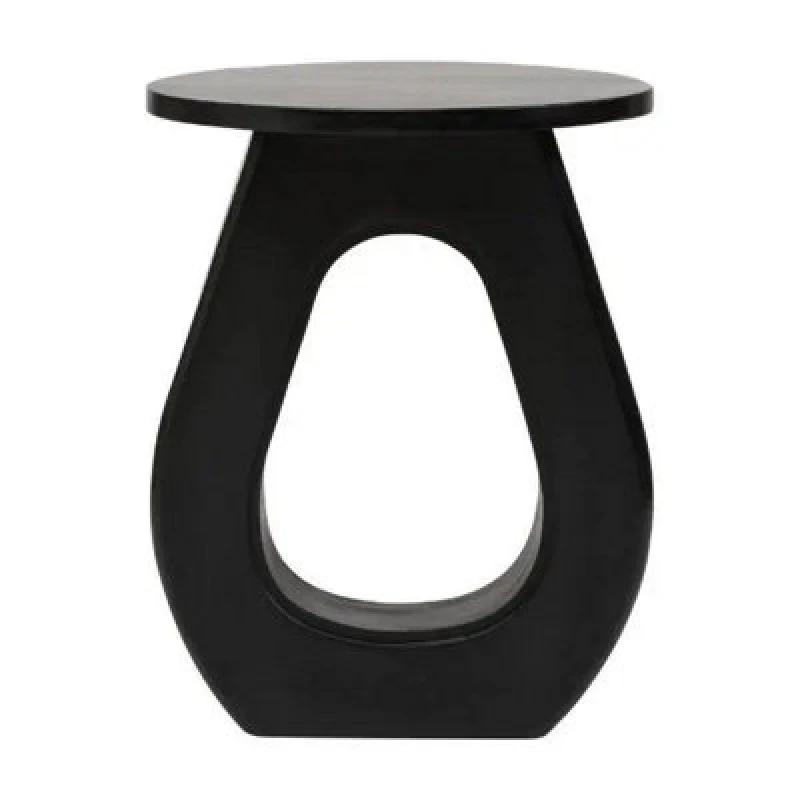 Image of Walsa Black Finish Mango Wood Accent Table D40Cm X H52Cm