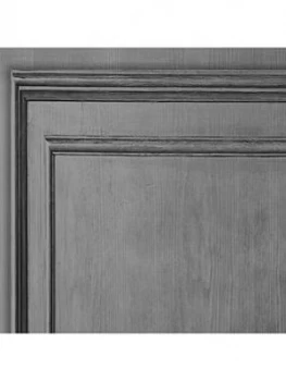 Image of Fresco Wood Panel Grey Wallpaper
