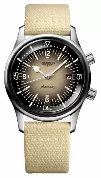 Image of LONGINES L37744302 LEGEND DIVER Beige Fabric Strap Watch