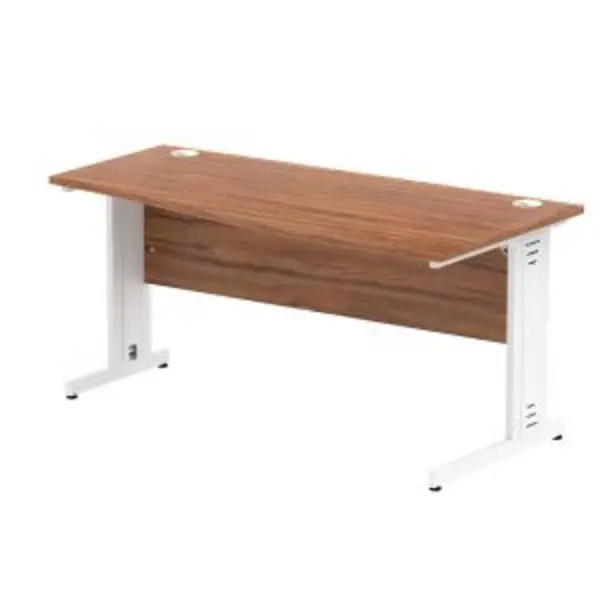 Image of Impulse 1600600 Right Hand White Cable Managed Leg Wave Desk Walnut DYNMI003023