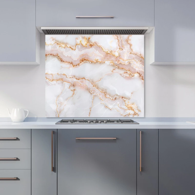 Image of Warren Reed - Designer Peach Quartz Effect Kitchen Splashback Size: 700mm x 750mm Peach Unisex 700mm x 750mm