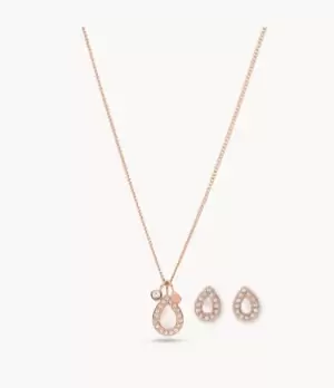 Image of Fossil Women Stevie Classics White Mother-of-Pearl Necklace and Earrings Set