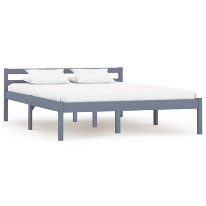 Image of Vidaxl Bed Frame Without Mattress Grey Solid Pine Wood 140X200 Cm