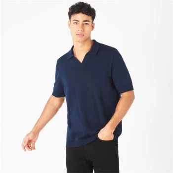 Image of Jack Wills Neck Knit Polo Shirt - Blue