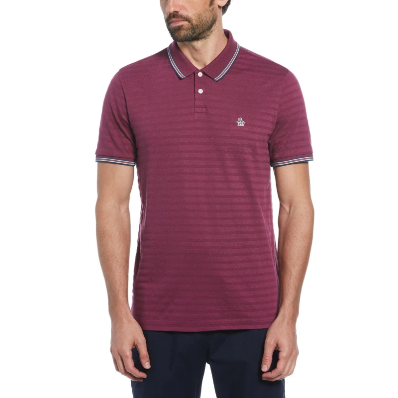 Image of Original Penguin Mens Cotton Solid Short Sleeve Polo Shirt Amaranth male Small