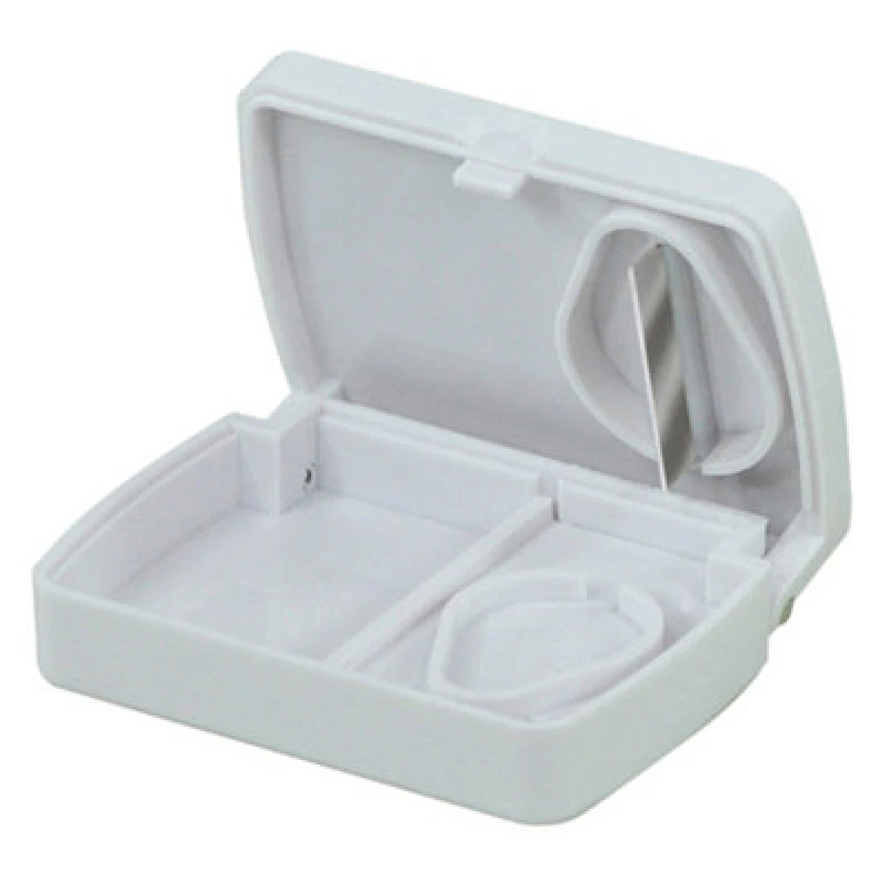 Image of Loops Portable Pill Storage Box with Tablet Splitter - Compact Size - Storage Tray Multi