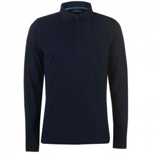 Image of Pierre Cardin Plain Long Sleeve Polo Shirt Mens - Navy