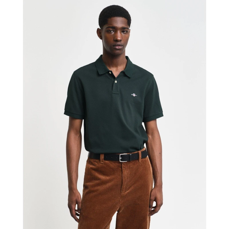 Image of Gant Shield Pique Polo Shirt Short Sleeve Polos S Green 54219117350