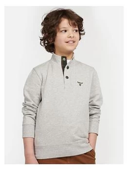 Image of Barbour Boys Half Snap Sweat Top - Grey Marl, Size 8-9 Years