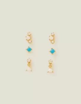 Image of Accessorize 14ct Gold-Plated Studs Set of Three