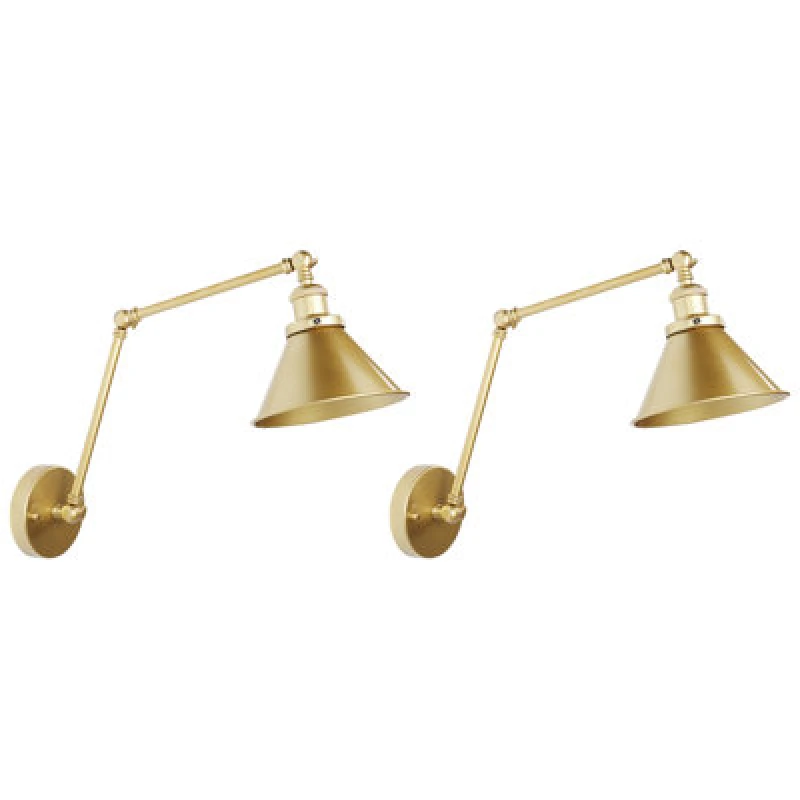 Image of Beliani Set Of 2 Wall Lamps Narva Adjustable Metal Gold