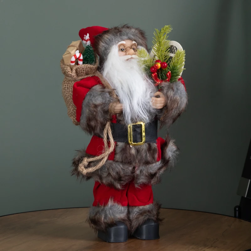 Image of 30cm Standing Traditional Santa Claus Christmas Decoration with Gift Sack