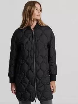 Image of Superdry Studios Longline Quilted Coat - Black, Size 8, Women