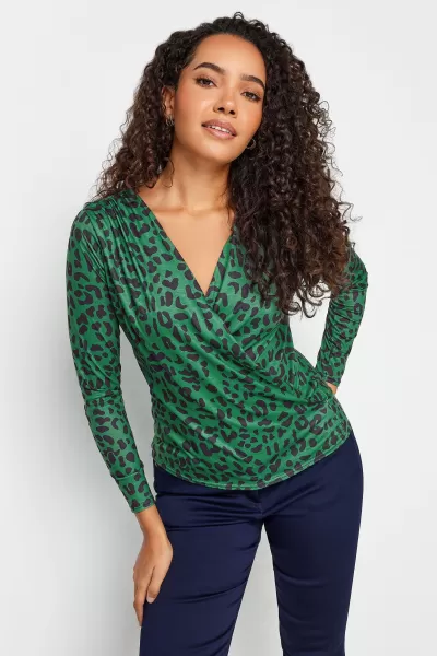 Image of Animal Print Wrap Top
