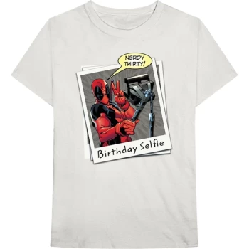 Image of Marvel Comics - Deadpool Birthday Selfie Unisex Medium T-Shirt - White