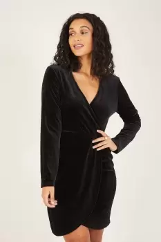 Image of Black Velvet Wrap Dress