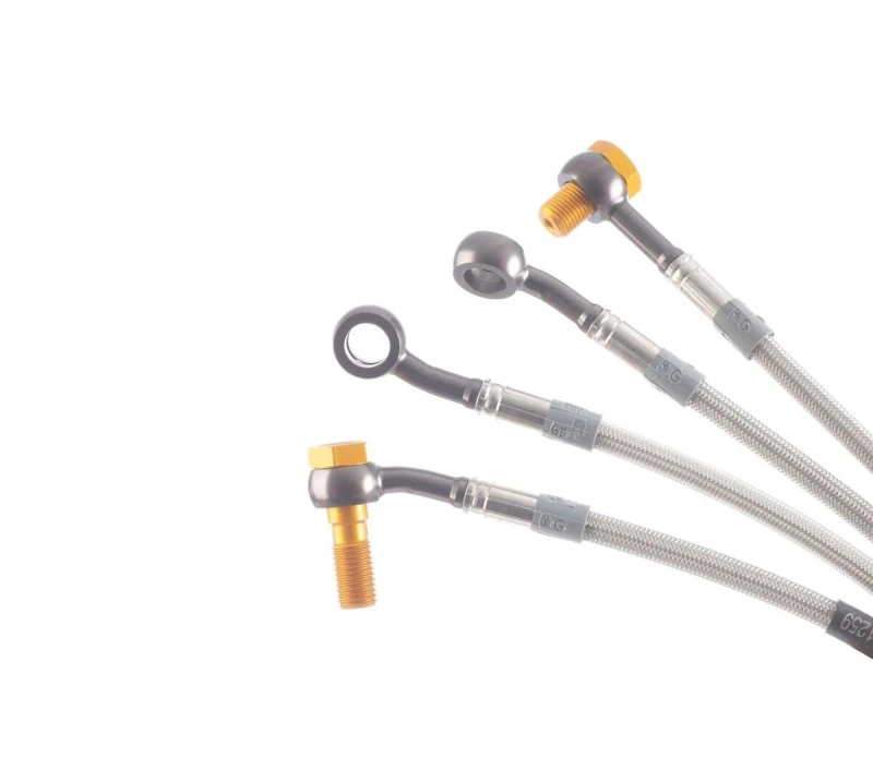 Image of MCH512H1 - TRW Ready-To-Install Braided Brake Hose Kit For BMW R 1100 GS 1993-1999 Rear - Stainless/Titanium Stainless/Titanium MCH512H1