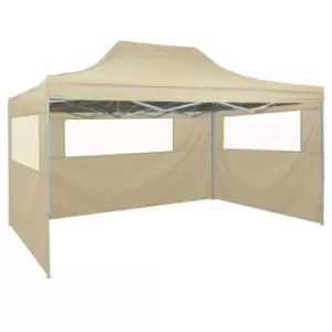 Image of Vidaxl Professional Folding Party Tent With 3 Sidewalls 3x4 M Steel Cream