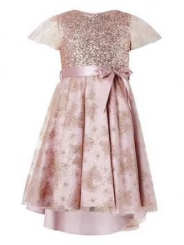 Image of Monsoon Girls Abilene Glitter Dress - Dusky Pink Size 5 Years, Women