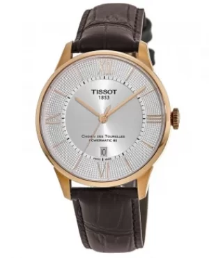 Image of Tissot Chemin Des Tourelles Powermatic 80 Silver Dial Leather Strap Mens Watch T099.407.36.038.00 T099.407.36.038.00
