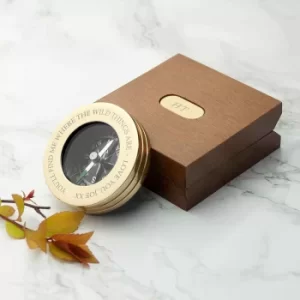 Image of Personalised Brass Compass in a Wooden Box, Brass