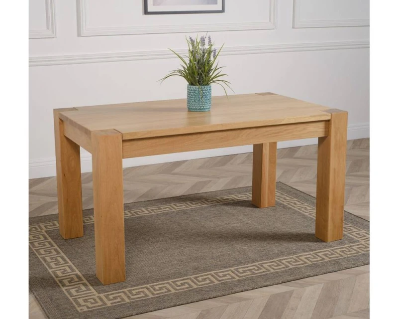 Image of Thats Furniture Kuba 150 x 85cm Medium Oak Dining Table & 4 Washington Leather Chairs in Black Unisex 150 x 85 cm