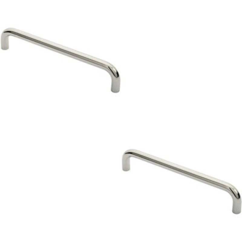 Image of Loops 2x Round D Bar Pull Handle 319 x 19mm 300mm Fixing Centres Bright Steel Metallics unisex