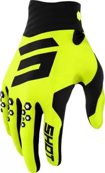 Image of Shot Contact Motocross Gloves, black-yellow, Size 2XL, black-yellow, Size 2XL
