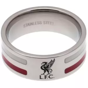 Image of Liverpool FC Colour Stripe Ring (Medium) (Silver/Red/White)