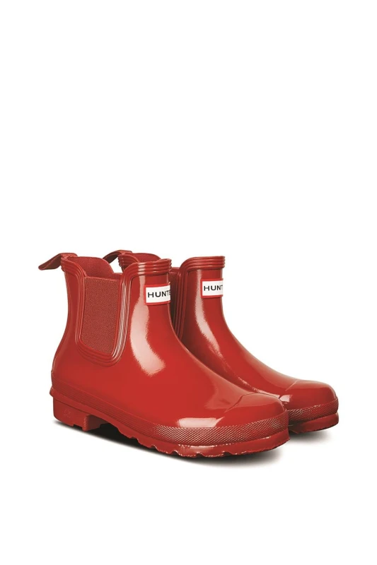 Image of Hunter Hunter Chelsea Gloss Wellies Womens - Red Red 6